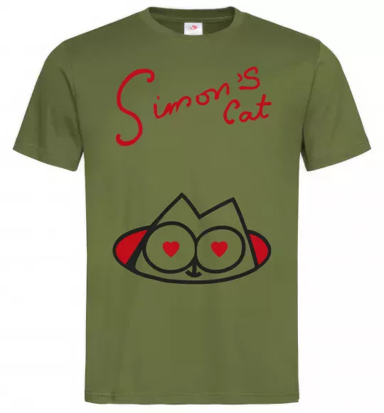 Чоловіча футболка SIMON'S CAT напис Оливковий фото