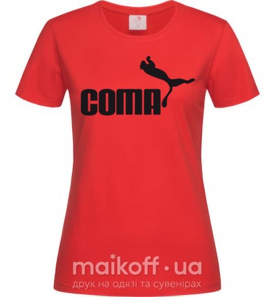 Жіноча футболка COMA с пумой Червоний фото