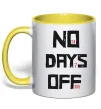 Чашка с цветной ручкой No days off Солнечно желтый фото