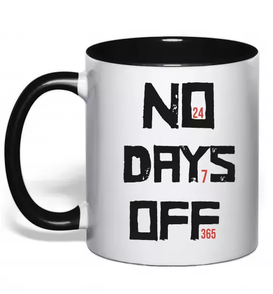Чашка с цветной ручкой No days off Черный фото