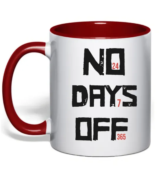 Чашка с цветной ручкой No days off Красный фото