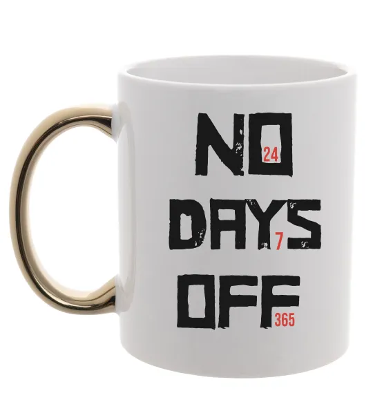 Чашка с цветной ручкой No days off Золото фото