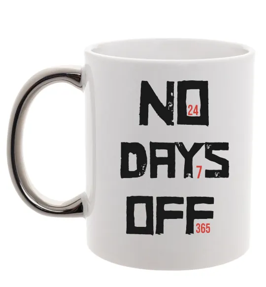 Чашка с цветной ручкой No days off Серебро фото
