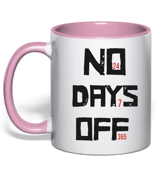 Чашка с цветной ручкой No days off Нежно розовый фото