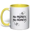 Чашка з кольоровою ручкою NO MONEY - NO HONEY Сонячно жовтий фото