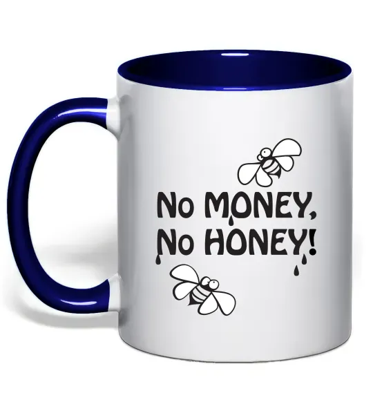 Чашка з кольоровою ручкою NO MONEY - NO HONEY Глибокий темно-синій фото