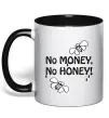 Чашка з кольоровою ручкою NO MONEY - NO HONEY Чорний фото