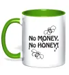 Чашка з кольоровою ручкою NO MONEY - NO HONEY Лаймовий фото