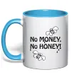Чашка з кольоровою ручкою NO MONEY - NO HONEY Блакитний фото