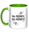 Чашка з кольоровою ручкою NO MONEY - NO HONEY Зелений фото