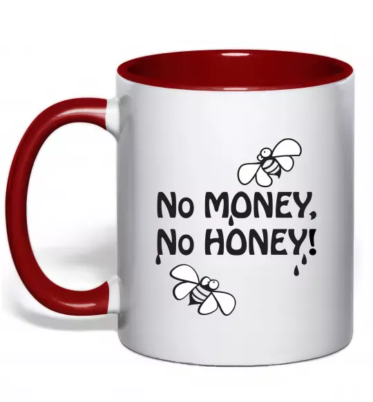 Чашка з кольоровою ручкою NO MONEY - NO HONEY Червоний фото