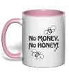 Чашка з кольоровою ручкою NO MONEY - NO HONEY Ніжно рожевий фото