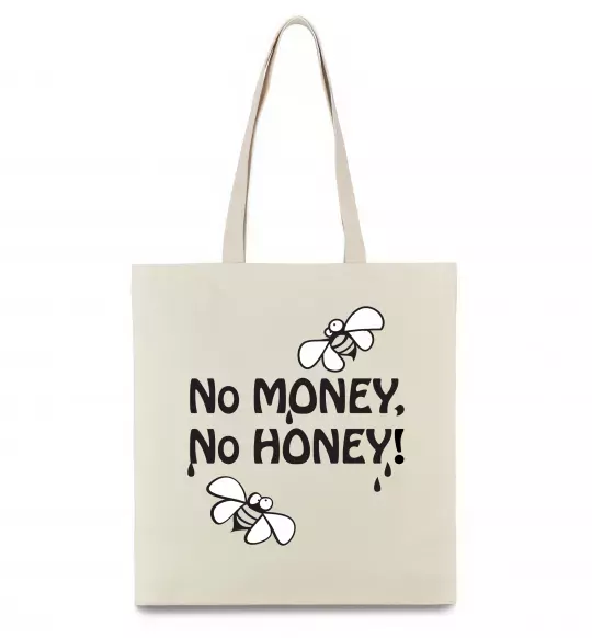 Эко-сумка NO MONEY - NO HONEY Бежевый фото