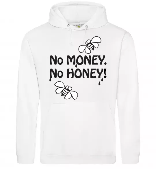 Мужская толстовка (худи) NO MONEY - NO HONEY Белый фото