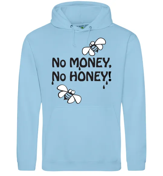 Чоловіча толстовка (худі) NO MONEY - NO HONEY Блакитний фото