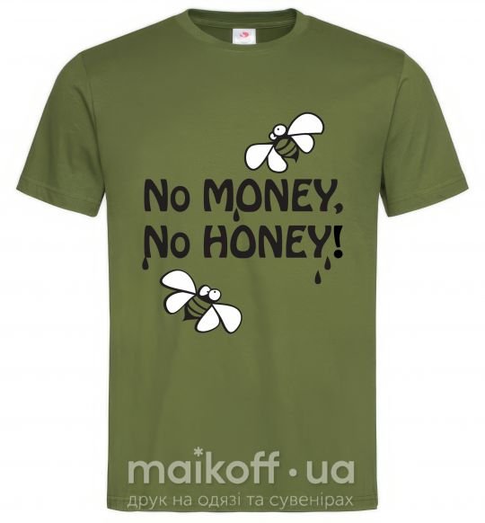 Мужская футболка NO MONEY - NO HONEY Оливковый фото