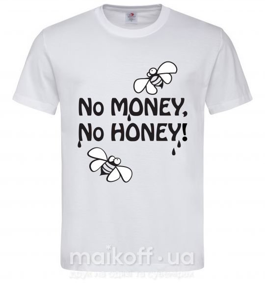 Мужская футболка NO MONEY - NO HONEY Белый фото
