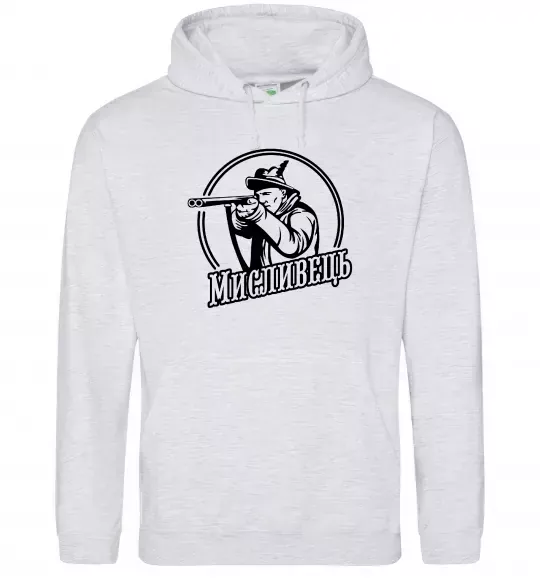Мужская толстовка (худи) Мисливець Серый меланж фото