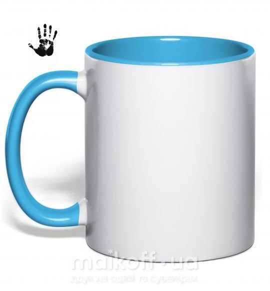 Чашка с цветной ручкой РУКА Голубой фото