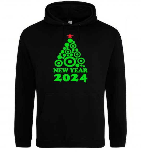 Женская толстовка (худи) NEW YEAR TREE 2024 Черный фото