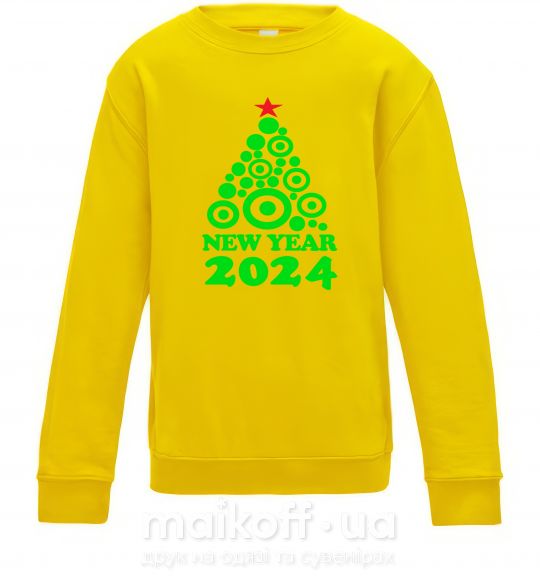Детский Свитшот NEW YEAR TREE 2024 Солнечно желтый фото