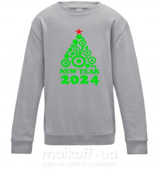 Детский Свитшот NEW YEAR TREE 2024 Серый меланж фото