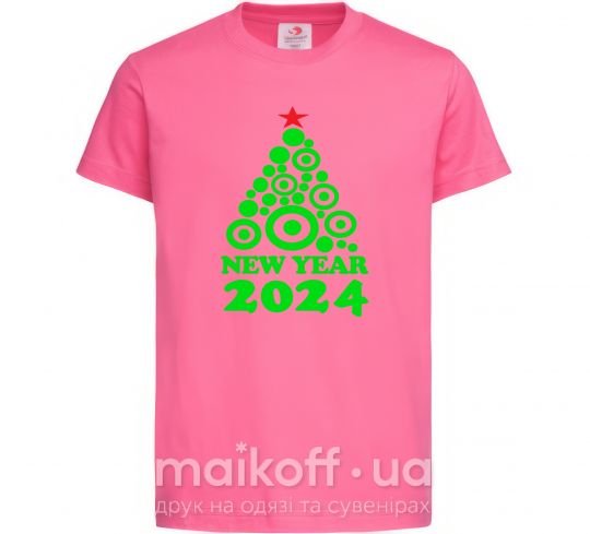 Дитяча футболка NEW YEAR TREE 2024 Яскраво-рожевий фото