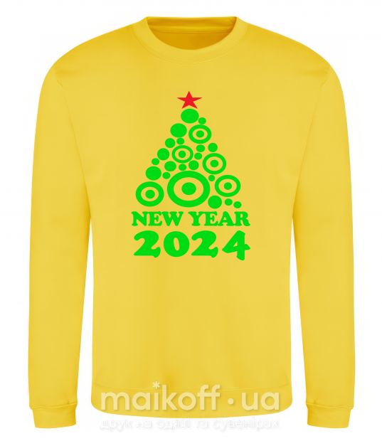 Світшот NEW YEAR TREE 2024 Сонячно жовтий фото