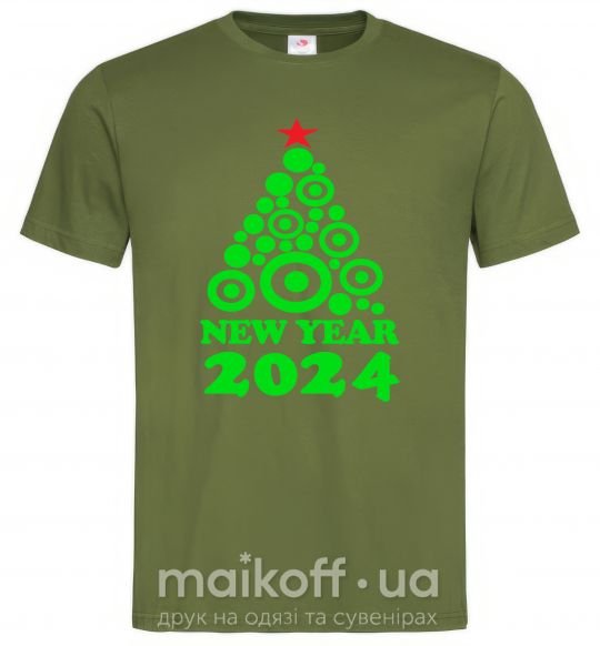 Мужская футболка NEW YEAR TREE 2024 Оливковый фото