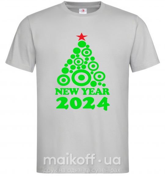 Мужская футболка NEW YEAR TREE 2024 Серый фото