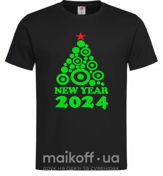 Мужская футболка NEW YEAR TREE 2024 Черный фото