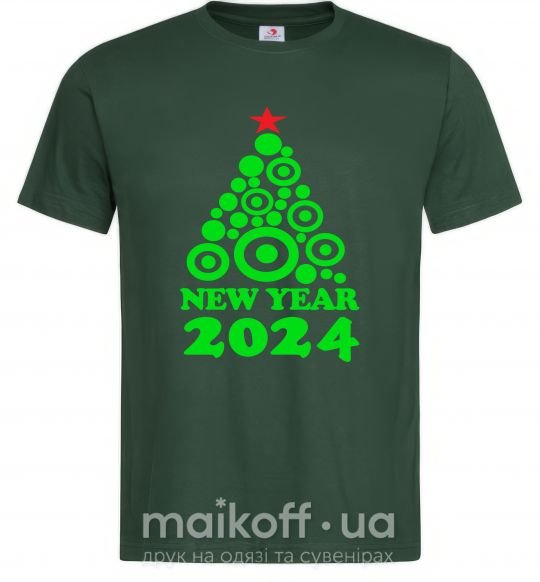 Мужская футболка NEW YEAR TREE 2024 Темно-зеленый фото