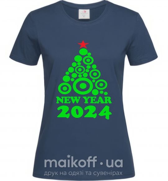 Жіноча футболка NEW YEAR TREE 2024 Темно-синій фото