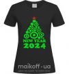 Жіноча футболка NEW YEAR TREE 2024 Чорний фото