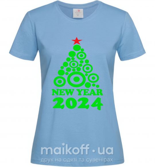 Жіноча футболка NEW YEAR TREE 2024 Блакитний фото