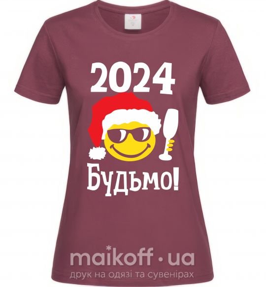 Жіноча футболка 2024 Будьмо! Бордовий фото