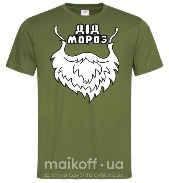 Чоловіча футболка Борода Діда Мороза Оливковий фото