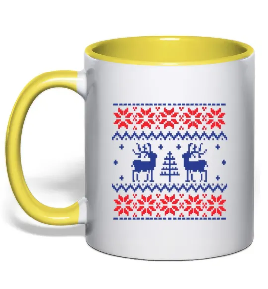 Чашка с цветной ручкой Олені Лимонный фото