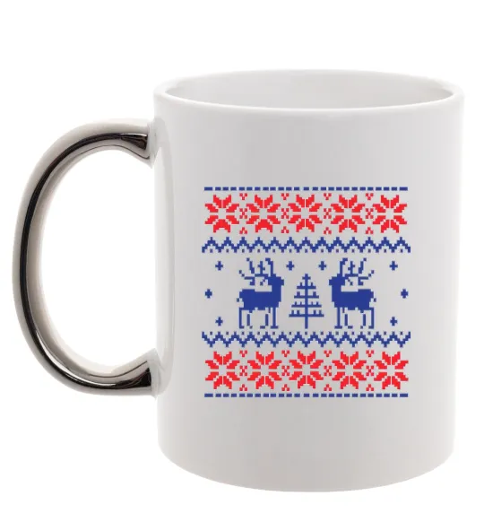 Чашка с цветной ручкой Олені Серебро фото