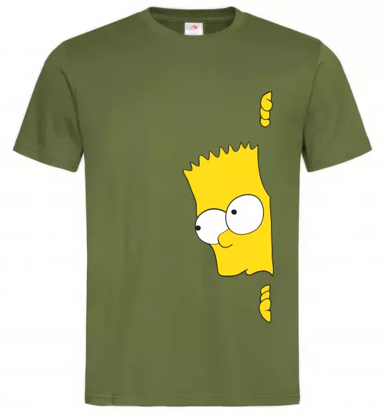 Мужская футболка BART IS LOOKING Оливковый фото