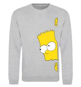 Свитшот BART IS LOOKING Серый меланж фото