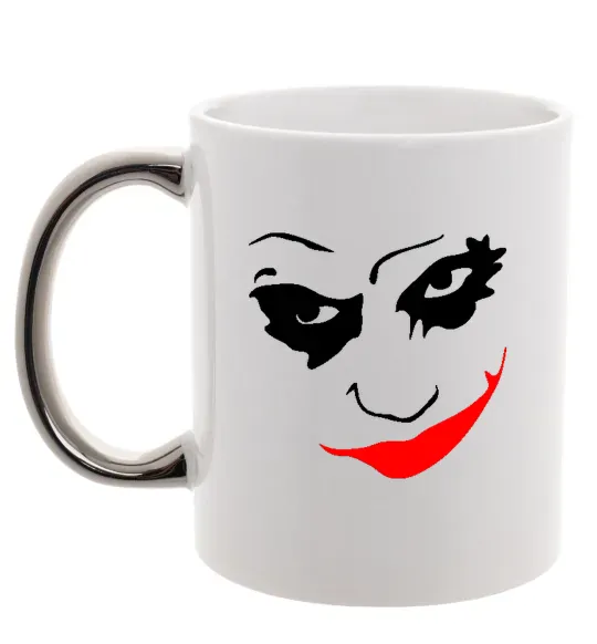 Чашка з кольоровою ручкою JOKER Smile Срібло фото