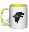 Чашка с цветной ручкой WINTER IS COMING... Солнечно желтый фото