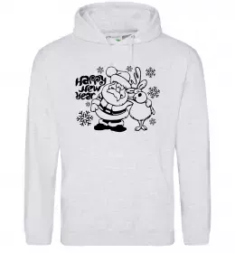 Мужская толстовка (худи) Сім'я зліпила сніговика Серый меланж фото