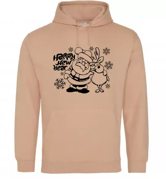 Мужская толстовка (худи) Happy New Year Песочный фото