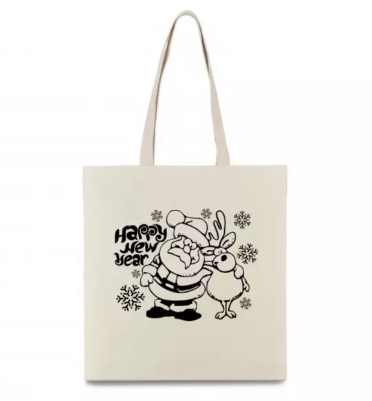 Эко-сумка Happy New Year Бежевый фото