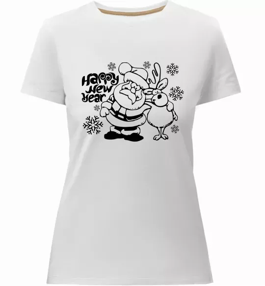 Женская премиум футболка Happy New Year Белый фото
