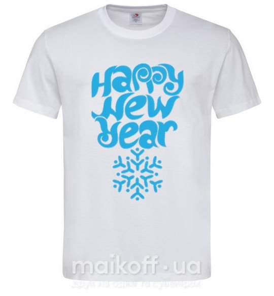 Мужская футболка HAPPY NEW YEAR SNOWFLAKE Белый фото