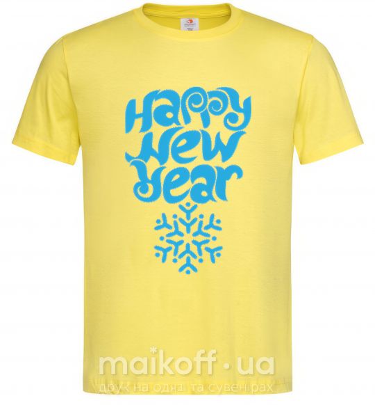 Мужская футболка HAPPY NEW YEAR SNOWFLAKE Лимонный фото