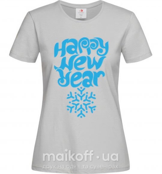 Женская футболка HAPPY NEW YEAR SNOWFLAKE Серый фото